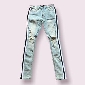 Serenede Striped Acid Washed Skinny Jeans